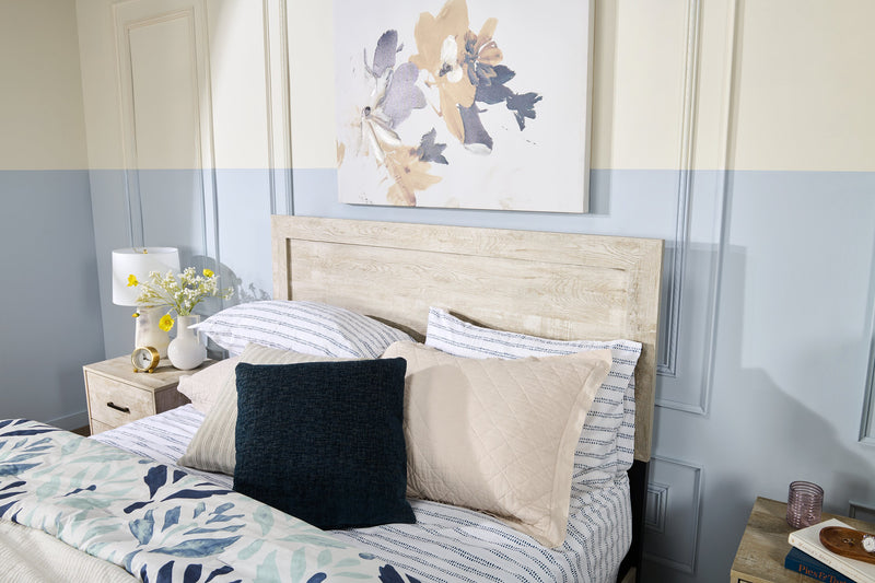 Lit à panneaux Arbor, bois de grève blanc - format grand lit