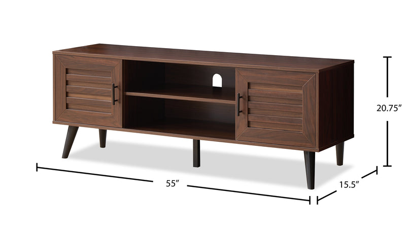 Meuble pour téléviseur moderne Archer de 55 po avec rangement pour téléviseurs de jusqu’à 58 po - noyer foncé