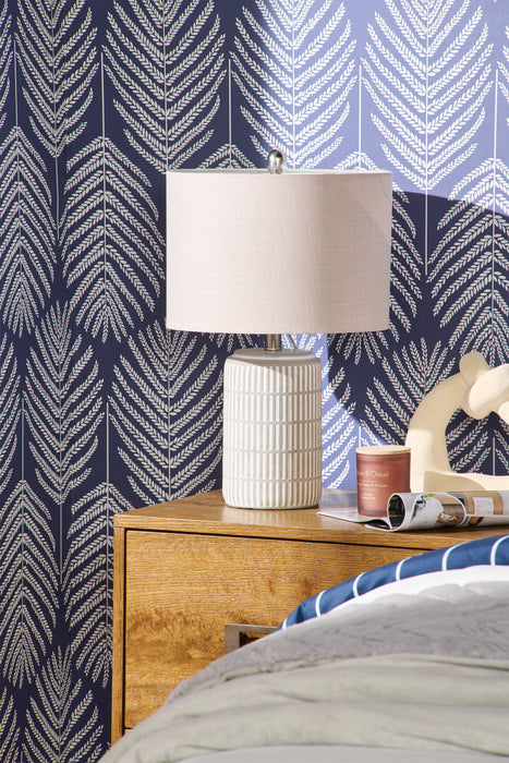 Lampe de table Archer de 21 po en céramique gris et blanc