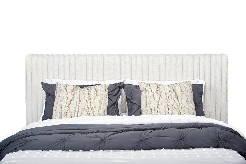 Lit plateforme rembourré Aria en tissu gris capitonné - format grand lit