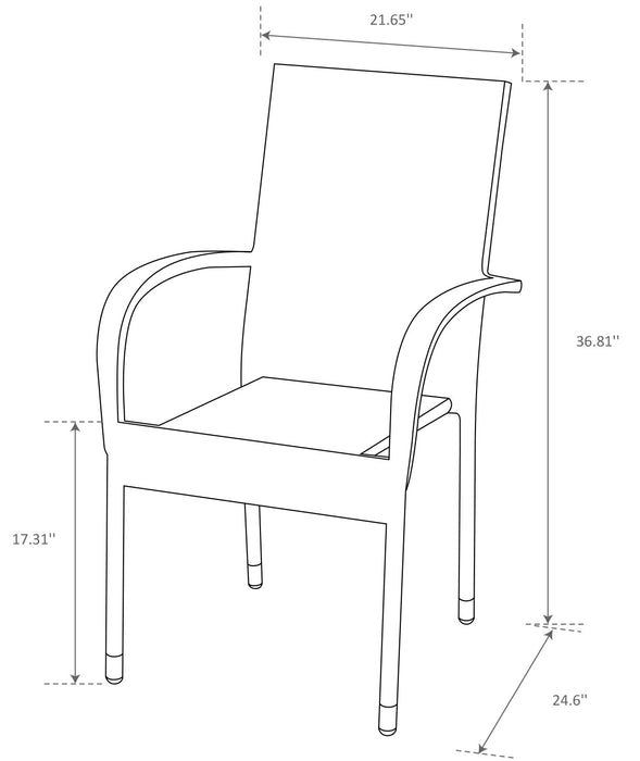 Chaise Arizona pour la terrasse à l’extérieur - osier en résine tressé à la main, résistante aux rayons UV et aux intempéries - noire
