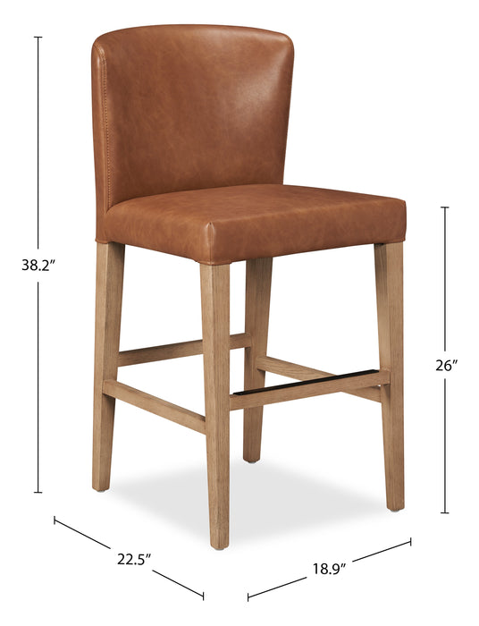 Tabouret 26 po Arlo de hauteur comptoir en tissu de cuir végétalien - cuivre