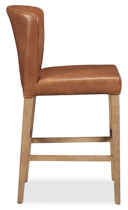 Tabouret Arlo de hauteur comptoir en tissu de cuir végétalien - cuivre