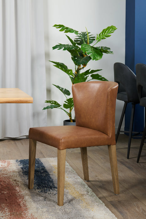 Chaise de salle à manger Arlo en tissu de cuir végétalien - cuivre