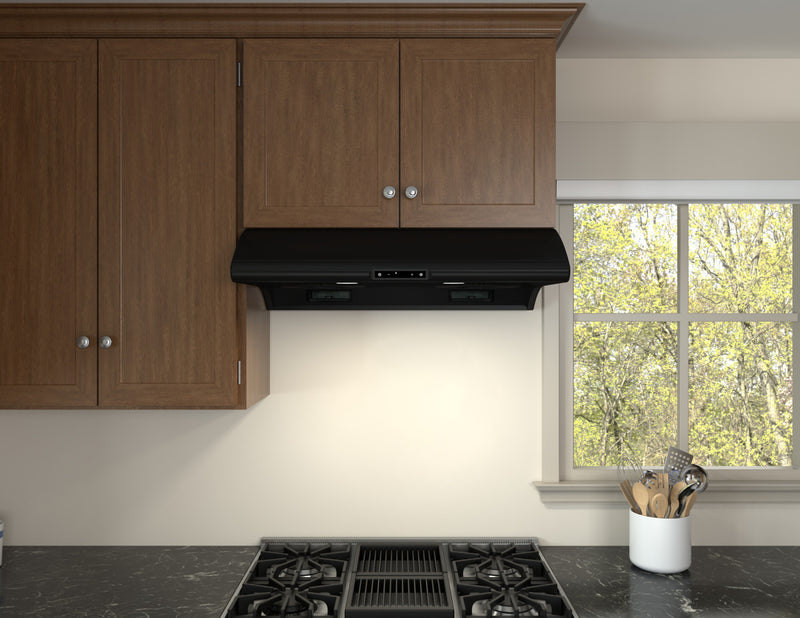 Hotte de cuisinière sous l’armoire Typhoon de Zephyr de 30 po - noir - AK2100CB