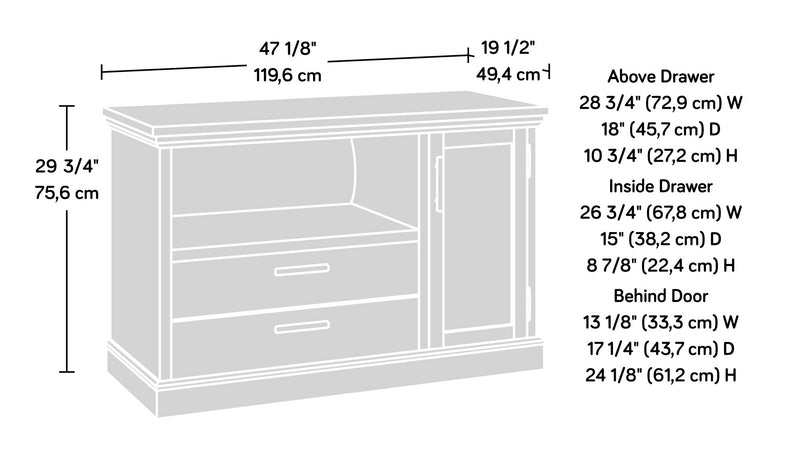 Petit bahut de bureau Aspen Post de 47,09 po de qualité commerciale - chêne clair