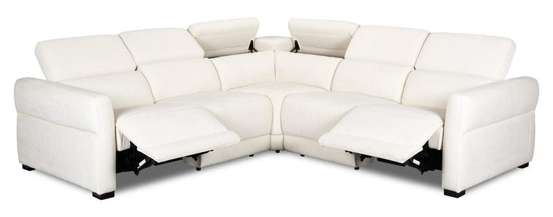 Sofa sectionnel à inclinaison électrique Aspen de Cindy Crawford Home 3 pièces avec appuie-têtes électriques et port USB - albâtre