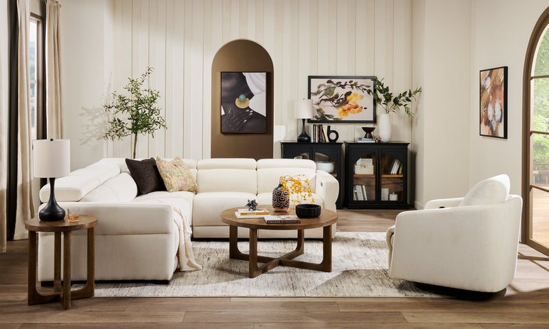 Sofa sectionnel à inclinaison électrique Aspen de Cindy Crawford Home 3 pièces avec appuie-têtes électriques et port USB - albâtre
