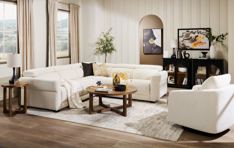 Sofa sectionnel à inclinaison électrique Aspen de Cindy Crawford Home 3 pièces avec appuie-têtes électriques et port USB - albâtre