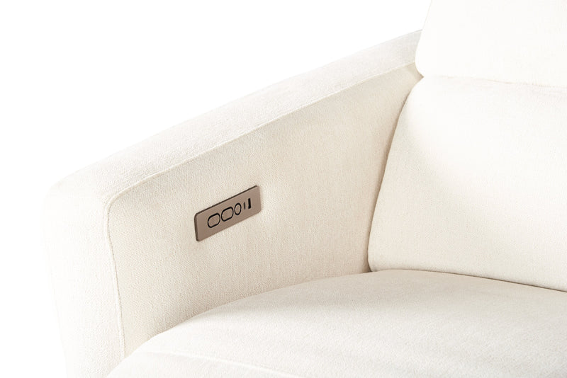 Sofa sectionnel à inclinaison électrique Aspen de Cindy Crawford Home 3 pièces avec appuie-têtes électriques et port USB - albâtre