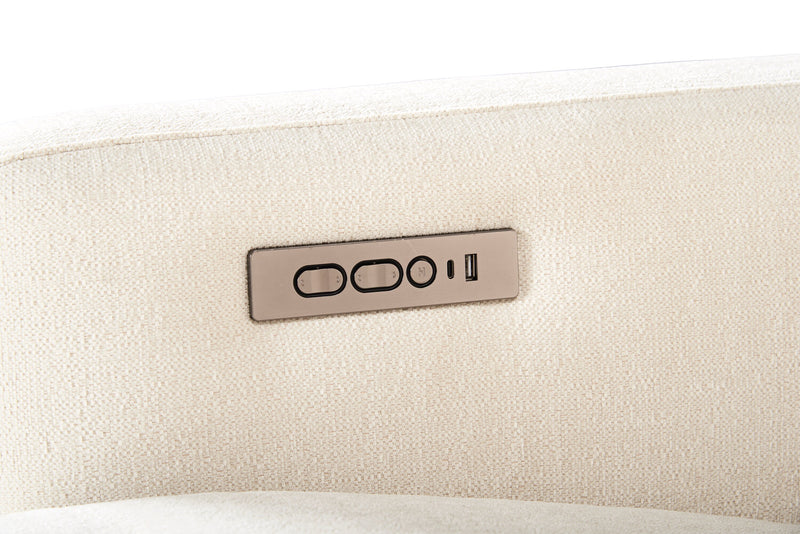 Sofa sectionnel à inclinaison électrique Aspen de Cindy Crawford Home 3 pièces avec appuie-têtes électriques et port USB - albâtre