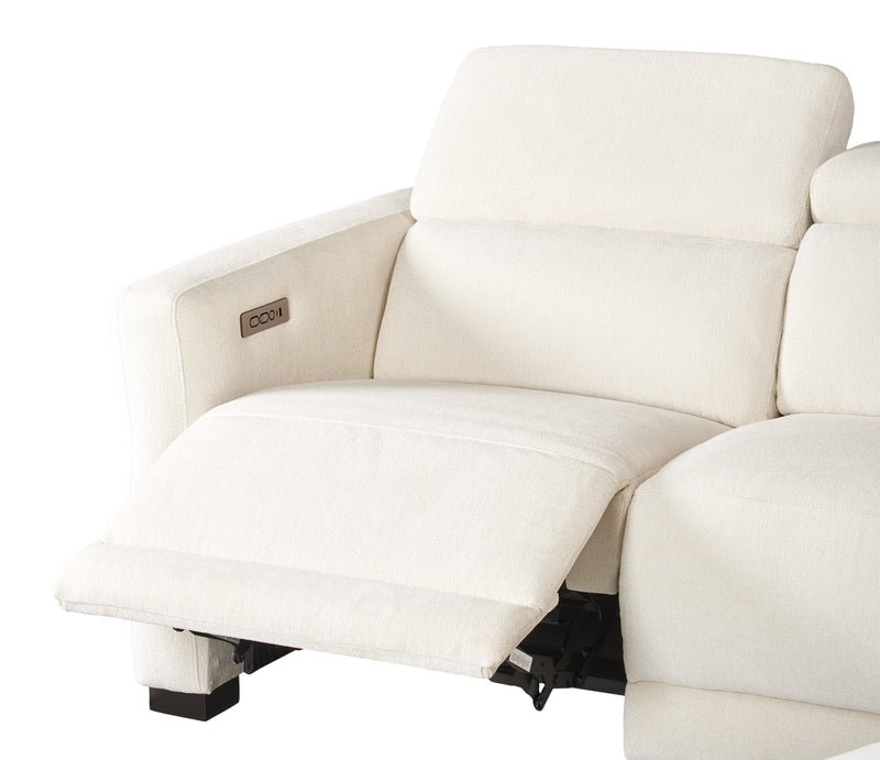 Sofa sectionnel à inclinaison électrique Aspen de Cindy Crawford Home 3 pièces avec appuie-têtes électriques et port USB - albâtre