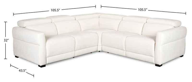 Sofa sectionnel à inclinaison électrique Aspen de Cindy Crawford Home 3 pièces avec appuie-têtes électriques et port USB - albâtre