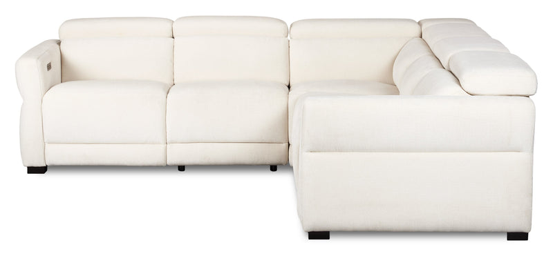 Sofa sectionnel à inclinaison électrique Aspen de Cindy Crawford Home 3 pièces avec appuie-têtes électriques et port USB - albâtre