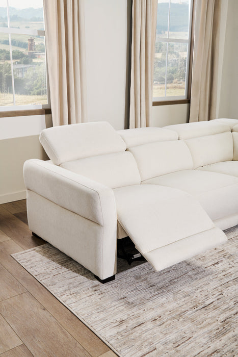 Sofa sectionnel à inclinaison électrique Aspen de Cindy Crawford Home 3 pièces avec appuie-têtes électriques et port USB - albâtre