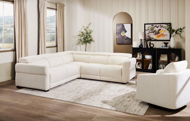 Sofa sectionnel à inclinaison électrique Aspen de Cindy Crawford Home 3 pièces avec appuie-têtes électriques et port USB - albâtre