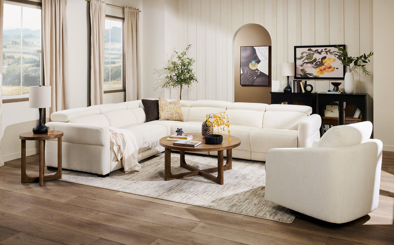 Sofa sectionnel à inclinaison électrique Aspen de Cindy Crawford Home 4 pièces avec fauteuil sans inclinable - albâtre