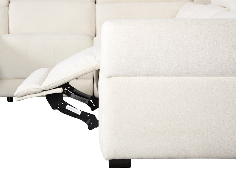 Sofa sectionnel à inclinaison électrique Aspen de Cindy Crawford Home 5 pièces avec appuie-têtes électriques et port USB - albâtre