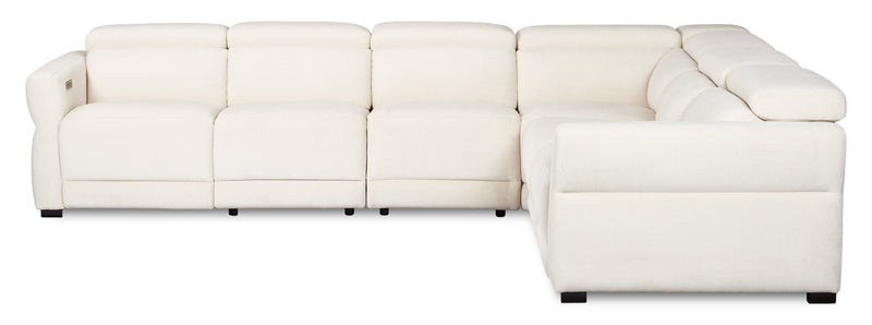 Sofa sectionnel à inclinaison électrique Aspen de Cindy Crawford Home 4 pièces avec fauteuil sans inclinable - albâtre