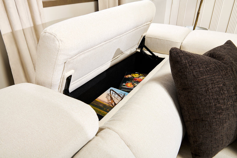 Sofa sectionnel à inclinaison électrique Aspen de Cindy Crawford Home 5 pièces avec appuie-têtes électriques et port USB - albâtre