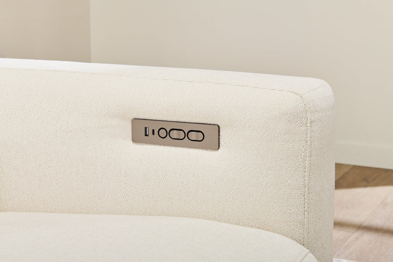 Sofa sectionnel à inclinaison électrique Aspen de Cindy Crawford Home 5 pièces avec appuie-têtes électriques et port USB - albâtre
