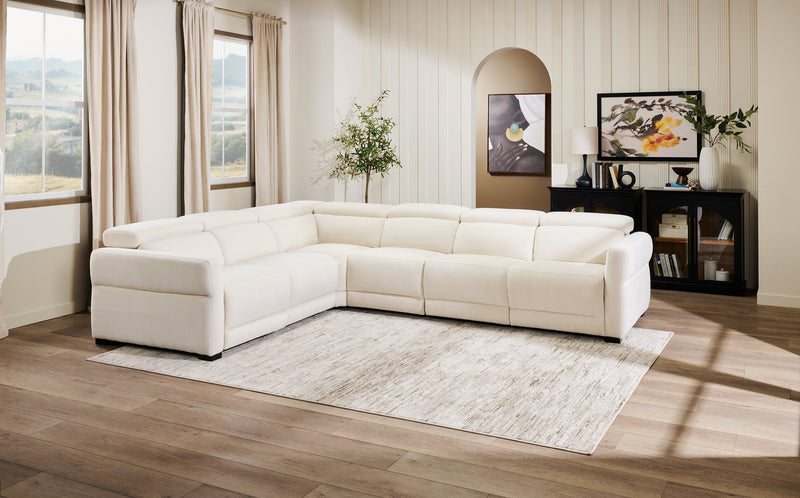 Sofa sectionnel à inclinaison électrique Aspen de Cindy Crawford Home 4 pièces avec fauteuil sans inclinable - albâtre