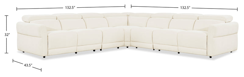 Sofa sectionnel à inclinaison électrique Aspen de Cindy Crawford Home 5 pièces avec appuie-têtes électriques et port USB - albâtre