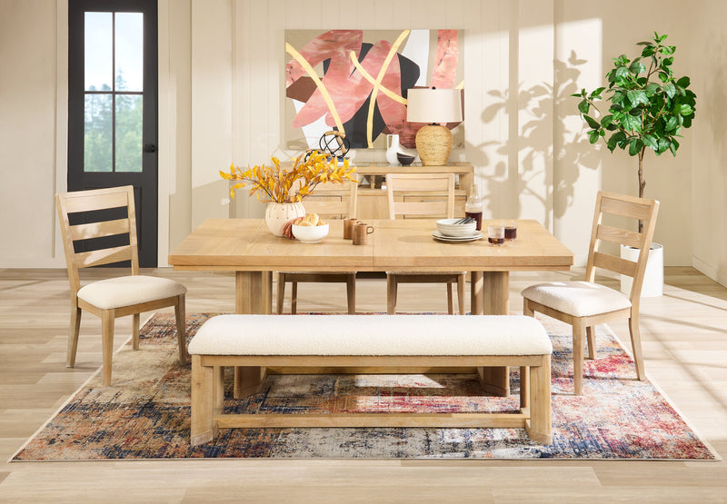 Chaise de salle à manger Aspen avec siège en tissu, dossier à lattes - naturelle