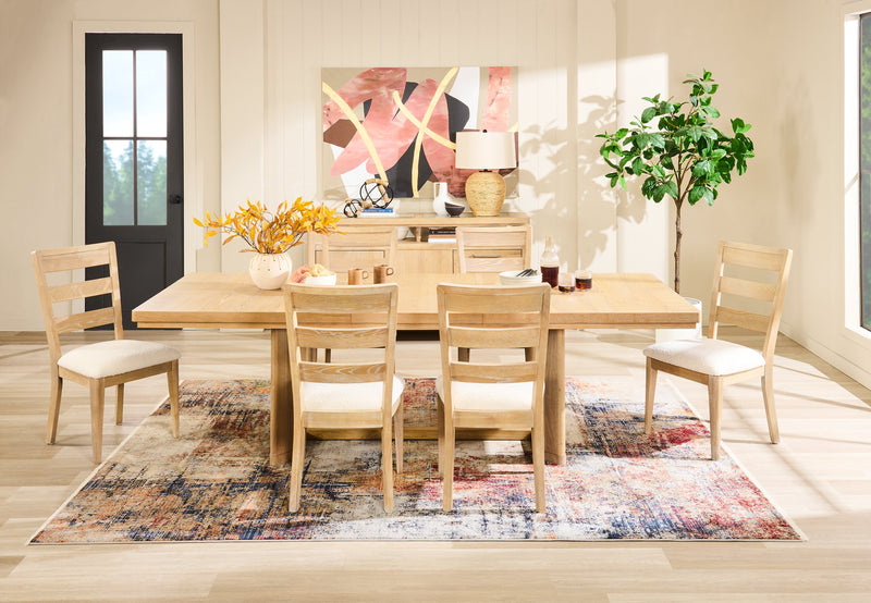 Chaise de salle à manger Aspen avec siège en tissu, dossier à lattes - naturelle