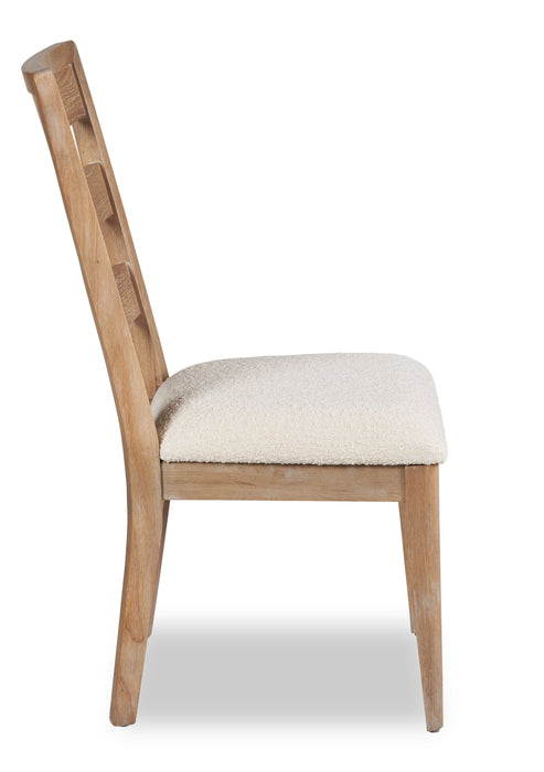 Chaise de salle à manger Aspen avec siège en tissu, dossier à lattes - naturelle