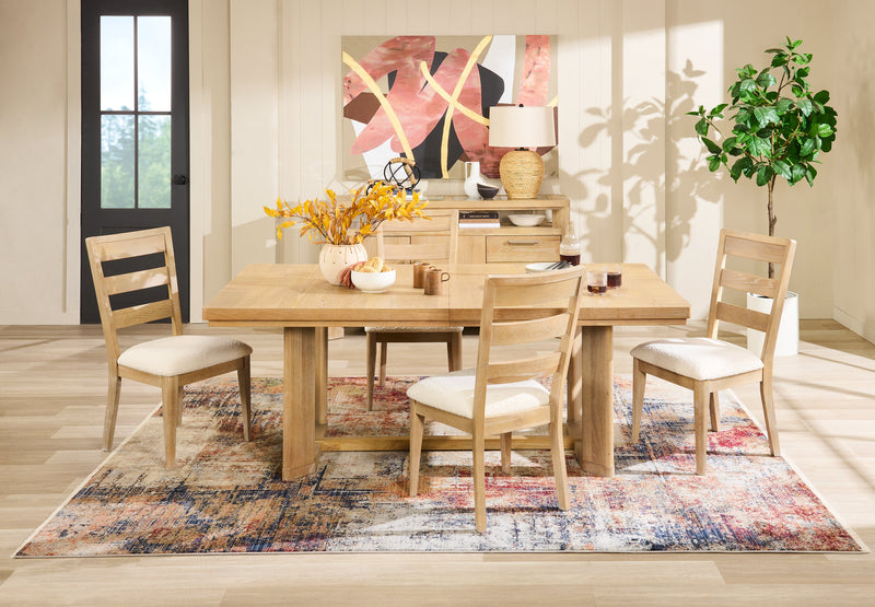 Table de salle à manger Aspen de 80 po à 104 po à rallonge et base à tréteaux - naturelle