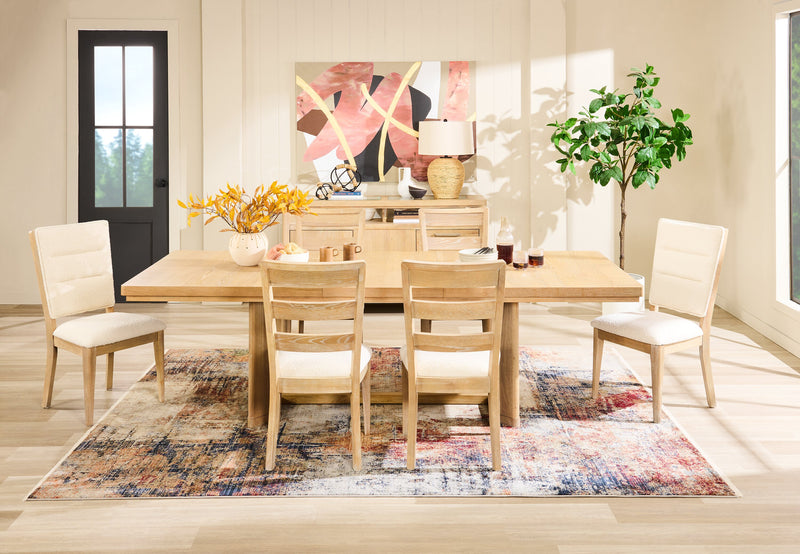 Table de salle à manger Aspen de 80 po à 104 po à rallonge et base à tréteaux - naturelle