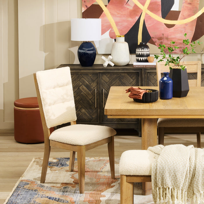 Chaise de salle à manger Aspen avec siège et dossier en tissu - naturelle