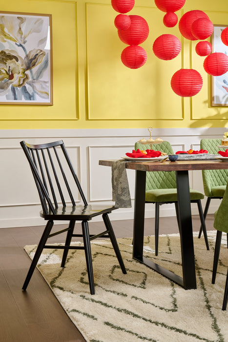 Chaise de salle à manger Astro avec dossier à barreaux en forme de fuseau courbé - noire