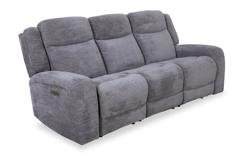 Sofa à inclinaison électrique Atlantis de 90 po en tissu avec ports USB - gris tourterelle