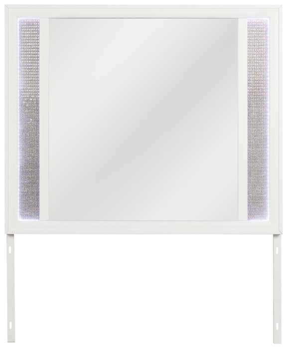 Miroir de commode de chambre à coucher somptueux Ava avec éclairage à DEL - blanc
