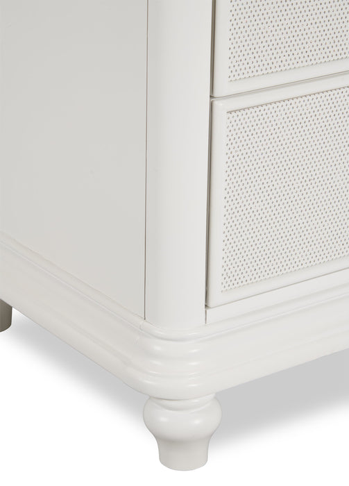 Commode verticale somptueuse Ava de 40,5 po (L) x 54,1 po (H) à 5 tiroirs avec éclairage à DEL pour la chambre à coucher - blanche