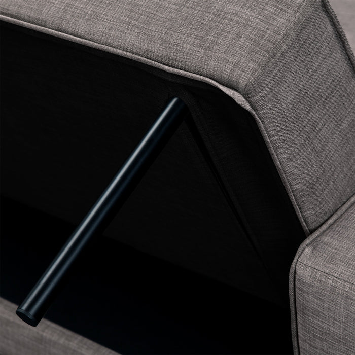 Futon Avery de 81,5 po en tissu d’apparence lin avec mécanisme Klik Klak, capitonnage et deux accoudoirs coussinés - gris