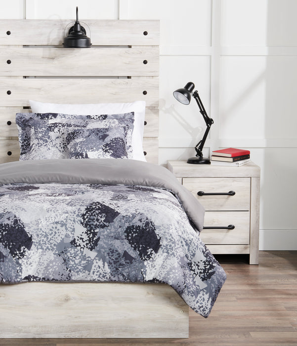 Ensemble d'édredon Axel 3 pièces pour lit simple - gris