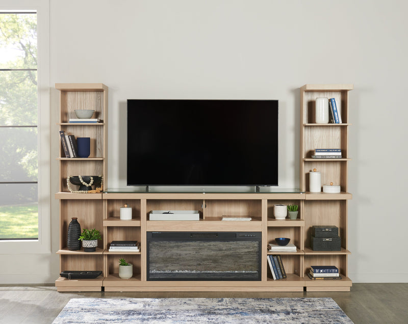 Meuble audio-vidéo Axel 3 pièces de 74 po avec foyer électrique et rangement pour téléviseurs jusqu’à 85 po - taupe