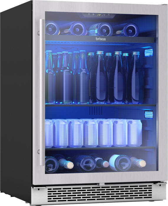 Refroidisseur à boissons Brisas par Zephyr de 24 po avec 1 zone pour 8 bouteilles - acier inoxydable - BBV24C01AG