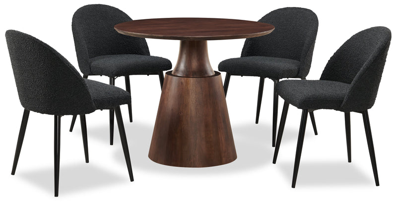 Chaise de salle à manger Bali en tissu bouclé et en métal - noire