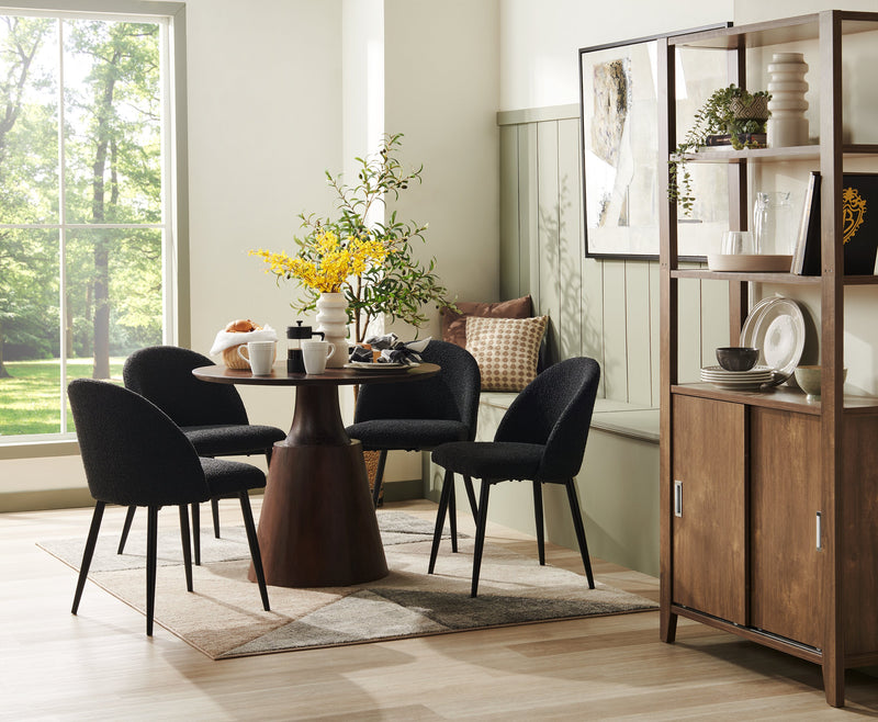 Chaise de salle à manger Bali en tissu bouclé et en métal - noire