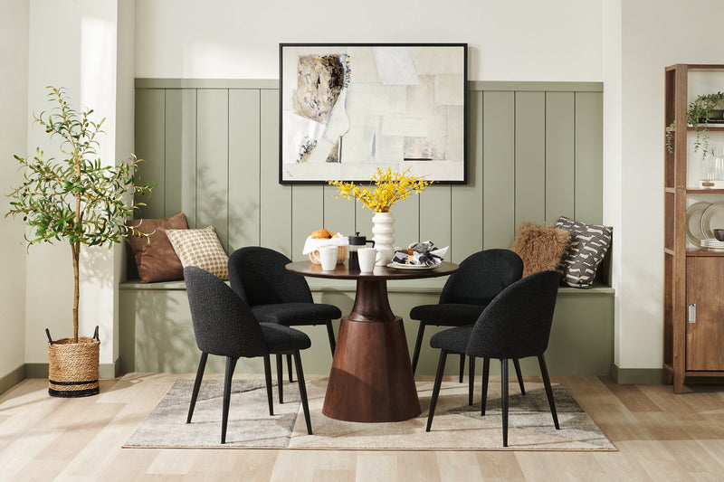 Chaise de salle à manger Bali en tissu bouclé et en métal - noire