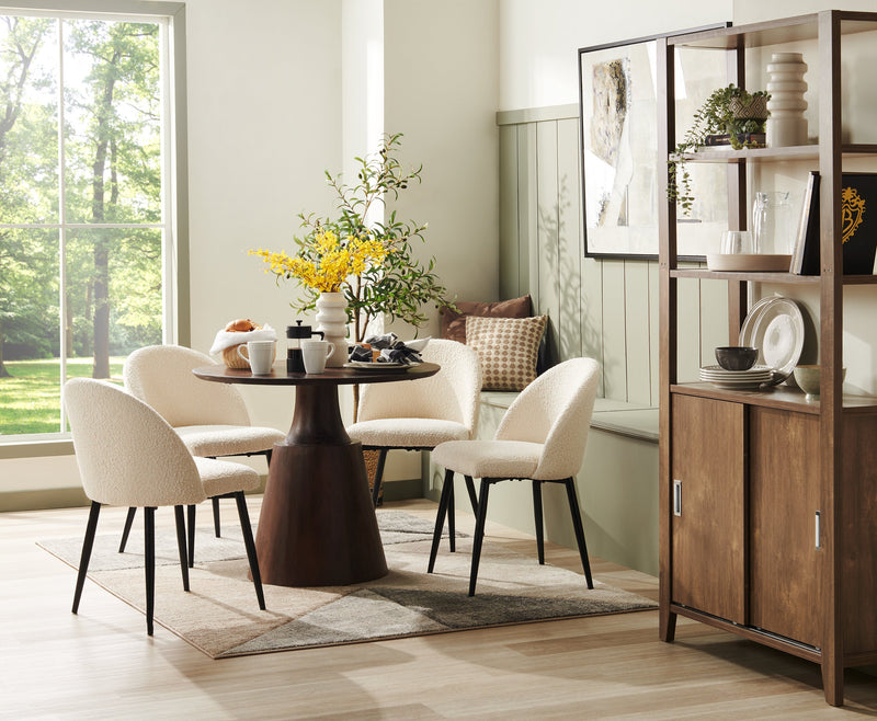 Chaise de salle à manger Bali en tissu bouclé et en métal - taupe