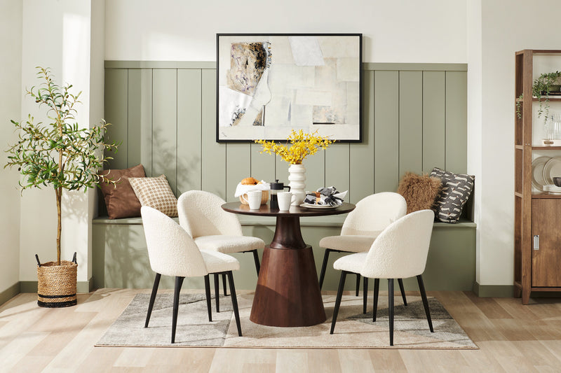 Chaise de salle à manger Bali en tissu bouclé et en métal - taupe