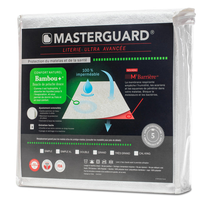 Protège-matelas BambooMC de MasterguardMD pour lit simple très long