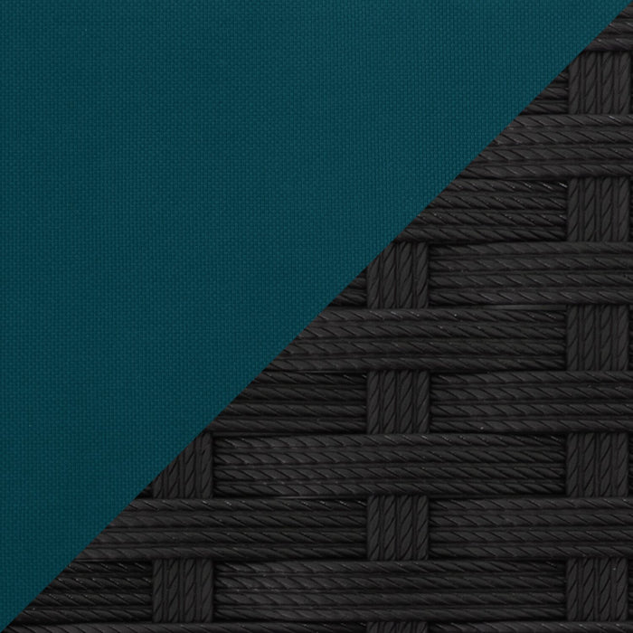 Pouf Barbados pour la terrasse à l’extérieur - osier en résine tressé à la main, résistant aux rayons UV et aux intempéries - noir et bleu