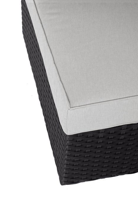 Fauteuil en coin Barbados pour la terrasse à l’extérieur - osier en résine tressé à la main, résistant aux rayons UV et aux intempéries - noir et gris