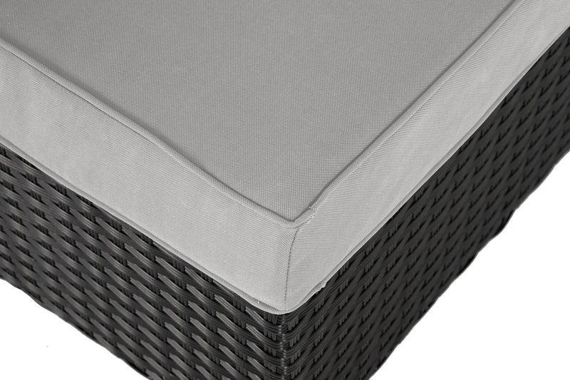 Fauteuil sans accoudoirs Barbados pour la terrasse à l’extérieur - osier en résine tressé à la main, résistant aux rayons UV et aux intempéries - noir et gris